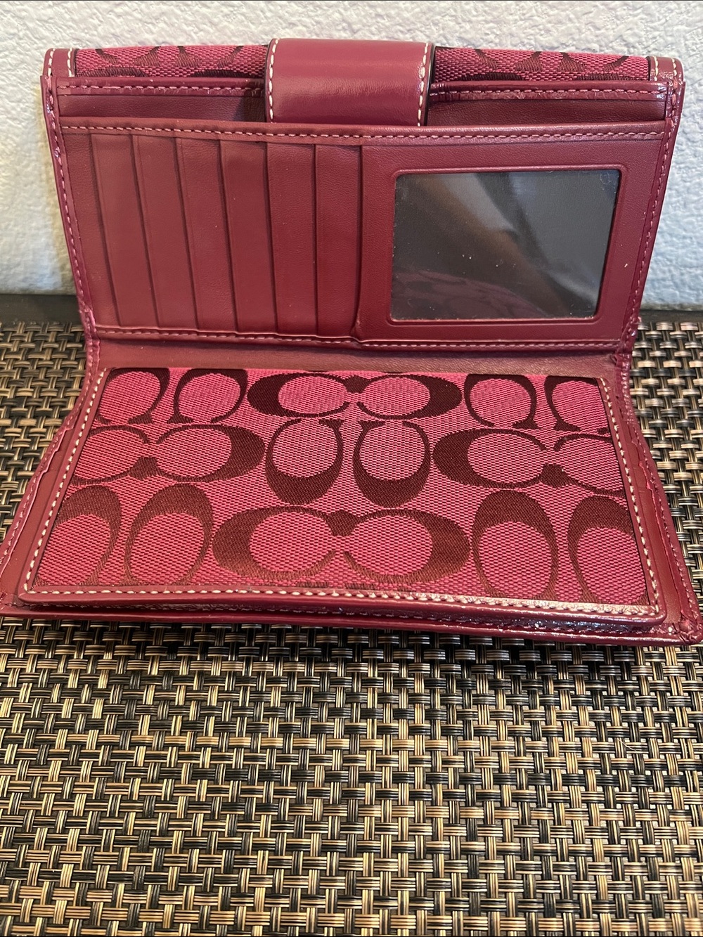 Coach Signature Wallet in Berry and Burgundy - Picture 6 of 8